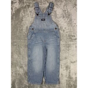 OshKosh Bgosh Kid 4T Blue Hickory Stripe Vestbak Denim Overalls Toddler Railroad